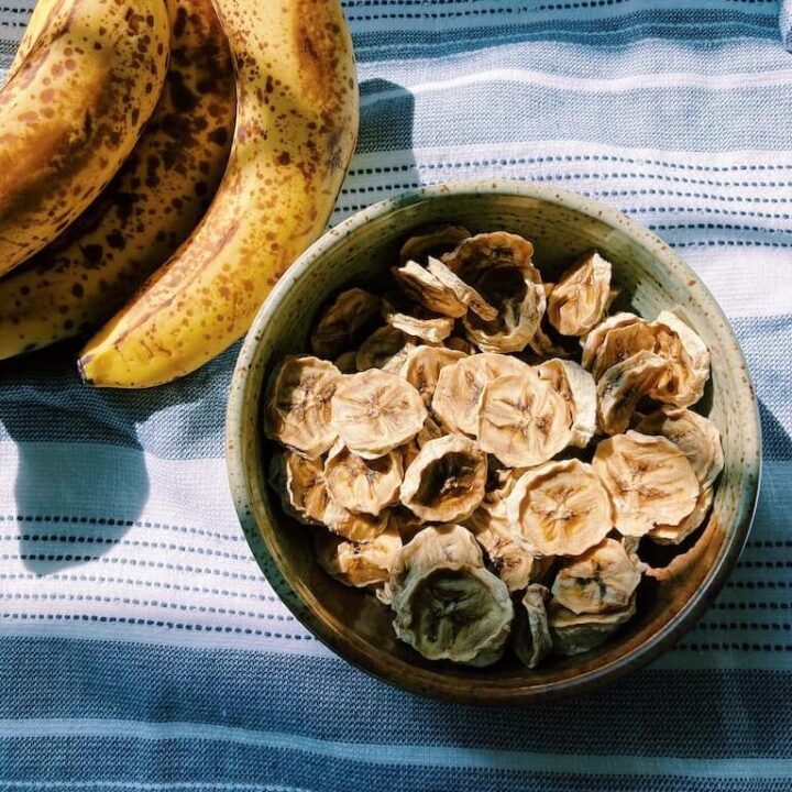 banana chips in a bowl in the sun