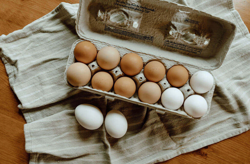 fresh eggs in a carton