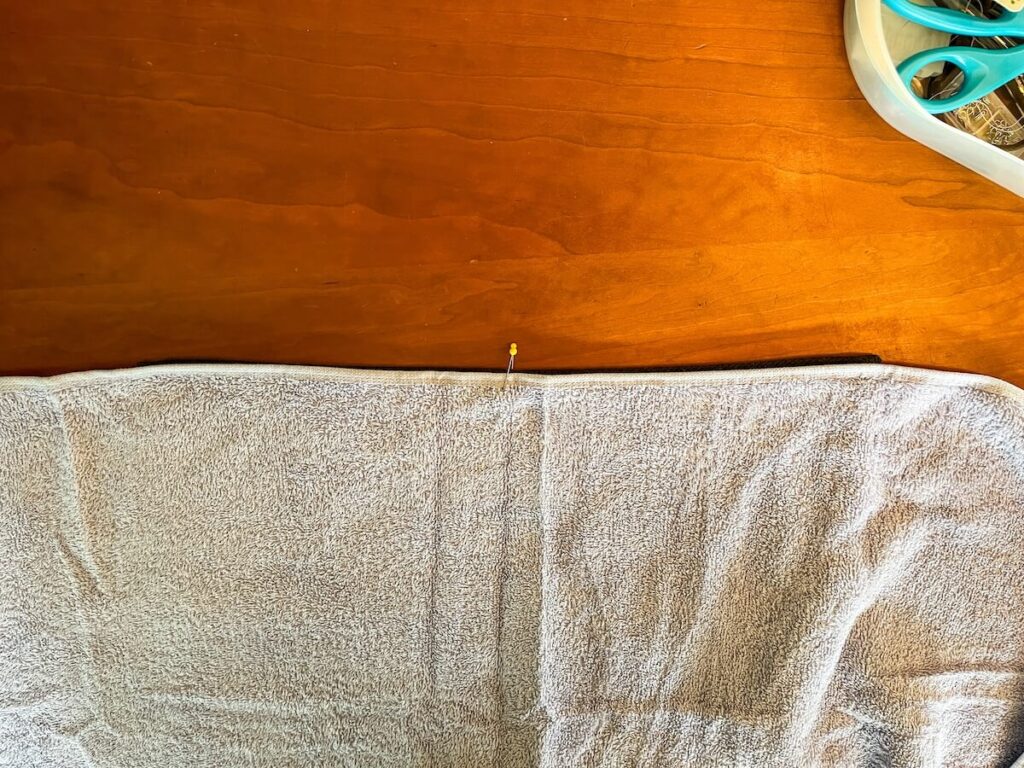 right sides together on towels
