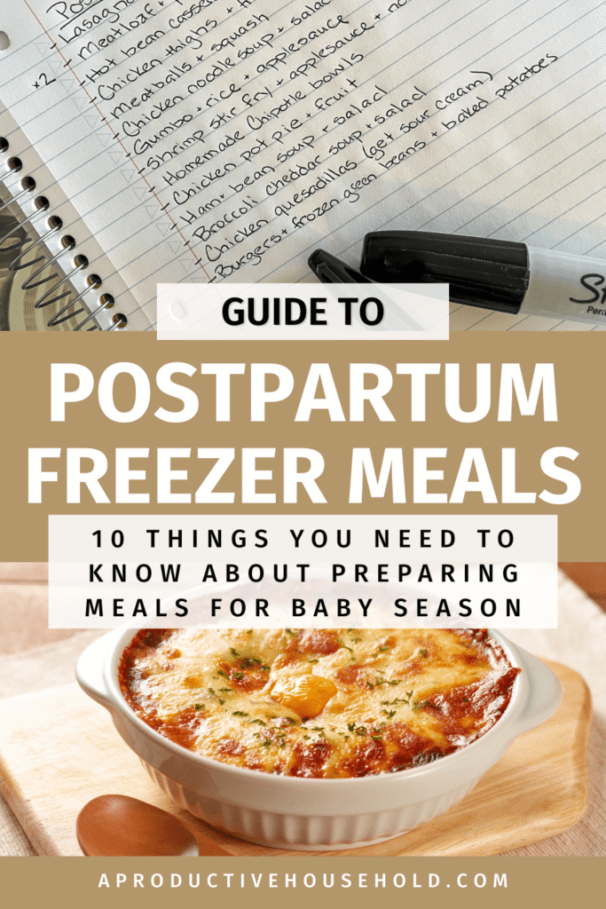 guide to postpartum freezer meals pinterest pin