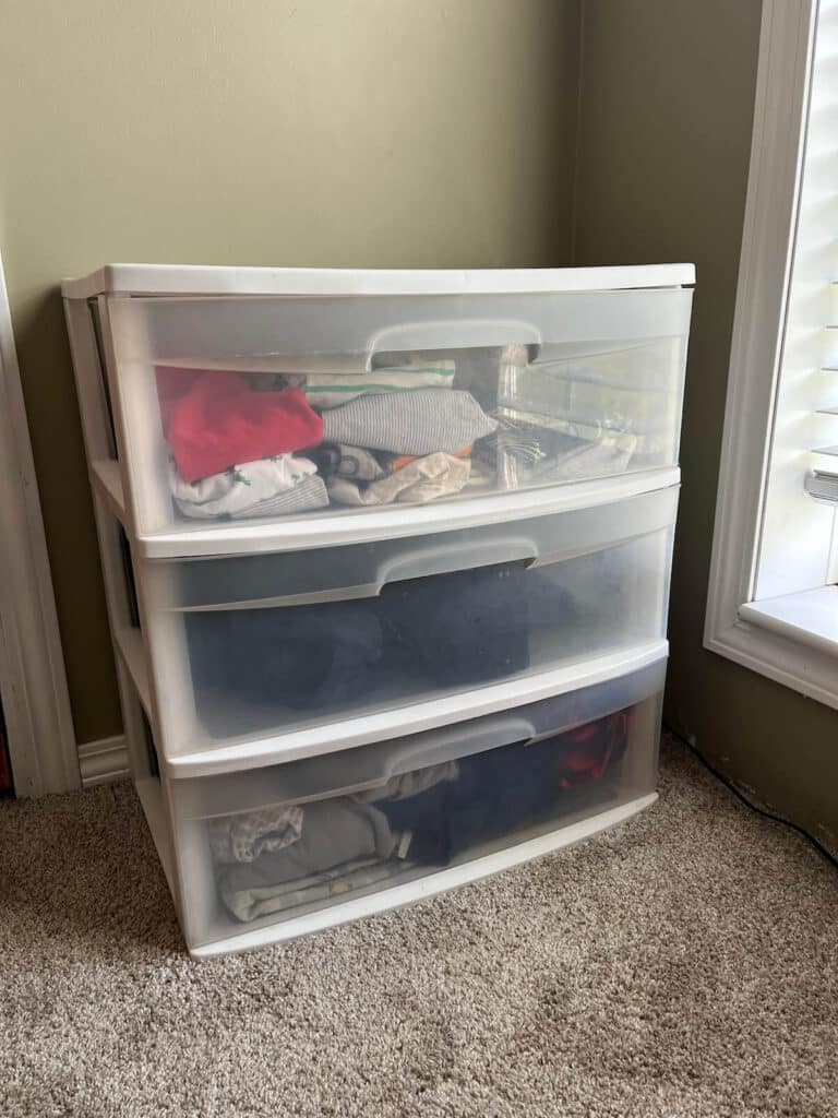 sterlite dresser with baby clothes