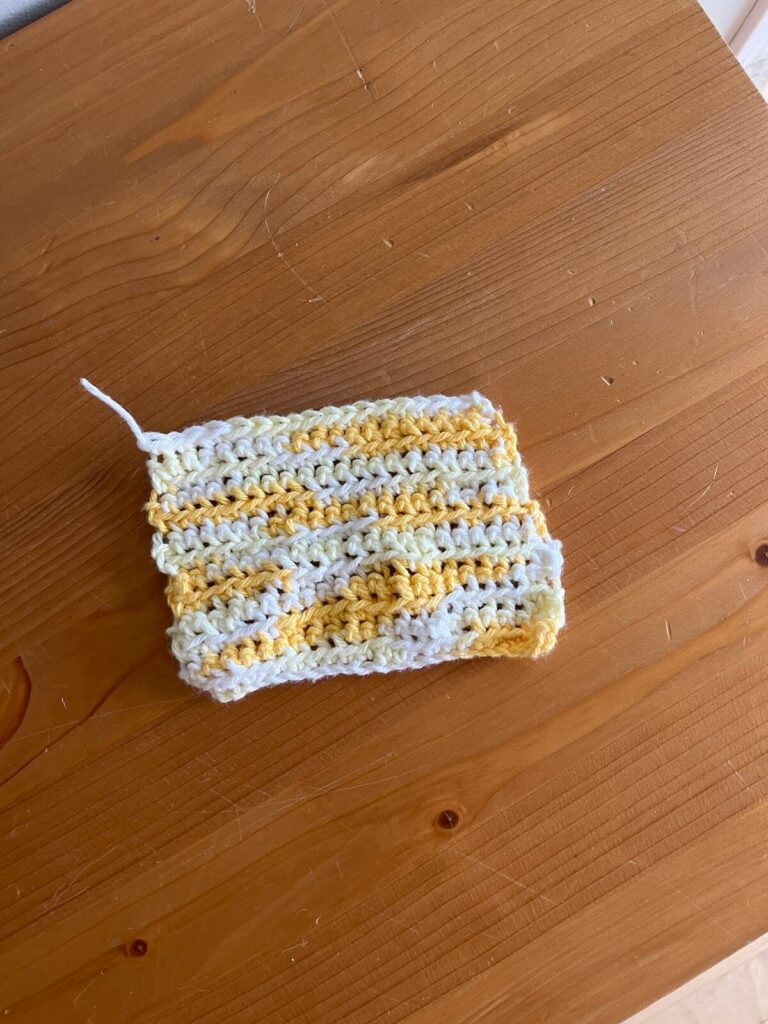 crocheted dishcloth made by young girl